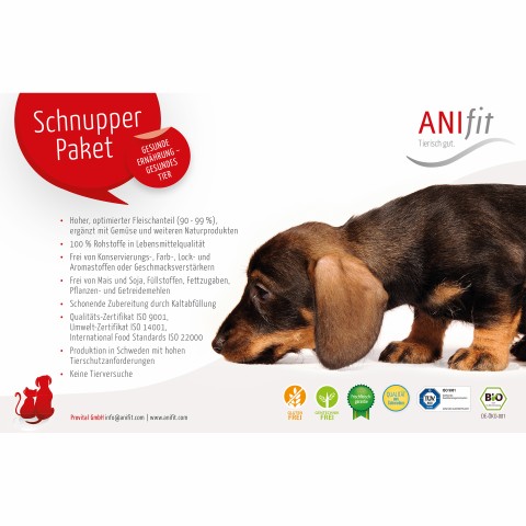 Hund Hundefutter Nassfutter Hunde-Schnupperpaket 810g 1 Set mit verschiedenen Sorten / Flocken / Testpackungen -4- Anifit